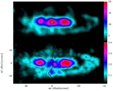 Radioimagen de la galaxia contra-rotante