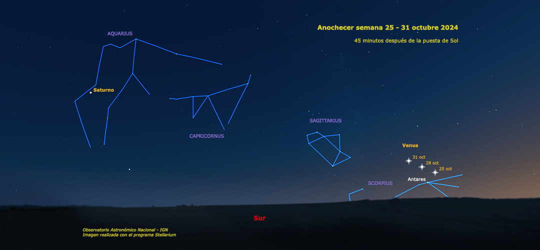 Aspecto del cielo (45 minutos antes de la puesta del sol)